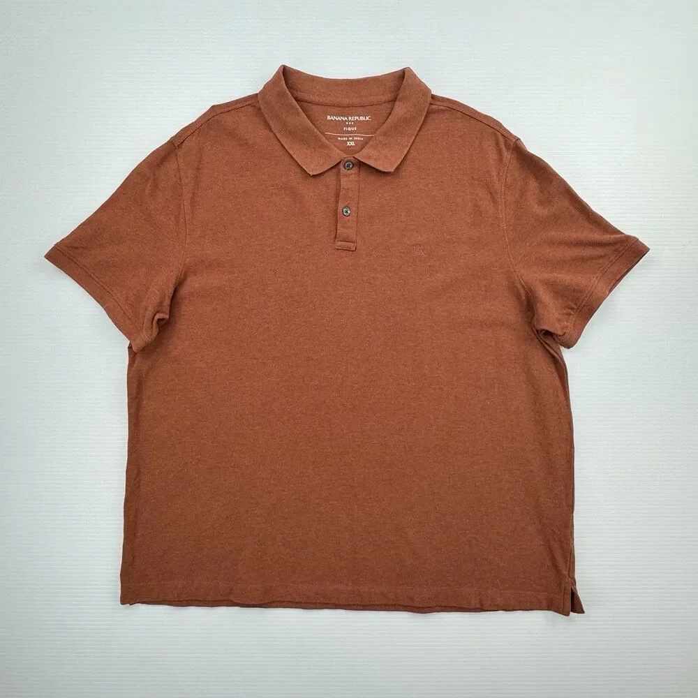 Banana Republic Polo Shirt XXL Pique Cotton Rust Preppy Normcore Classic Casual